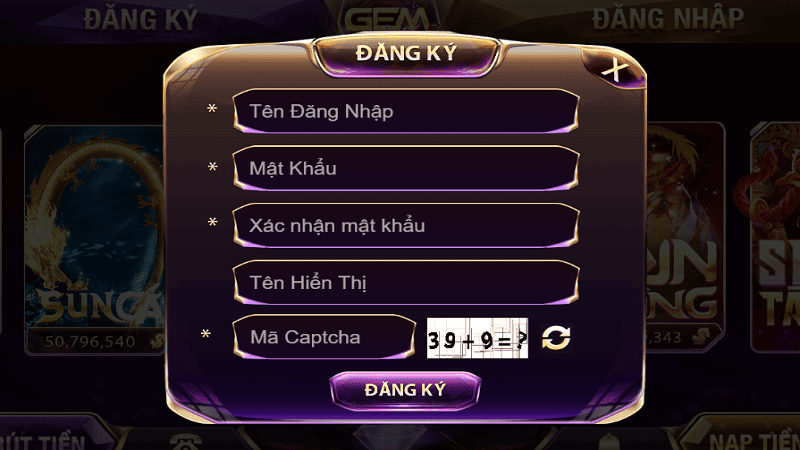 Đăng ký GEMWIN đơn giản, nhanh chóng